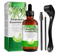 Aceite de Romero para el Cabello 120 ml con Dermaroller 0.5mm, Aceite Esencial de Romero 100% Puro para Pestañas, Cejas, Rostro, Cuidado de la Piel, Masaje Corporal, Promover el Crecimiento