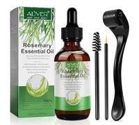 Aceite de Romero para el Cabello 60 ml con Dermaroller 0.5mm, Aceite Esencial de Romero 100% Puro para Pestañas, Cejas, Rostro, Cuidado de la Piel, Masaje Corporal, Promover el Crecimiento