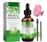 Aceite de romero para el cabello, 60 ml de aceite de romero para el cabello con cepillo de masaje para el cuero cabelludo, aceite esencial de romero puro natural, cuidado del cuero cabelludo, cabello