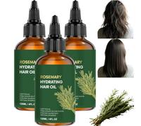 Aceite de romero para el cabello, ralentiza la caída, más suave (3pcs) | Suero para el cabello con aceite de romero para cabello dañado seco, cabello engrosado, fortalecer y reparar