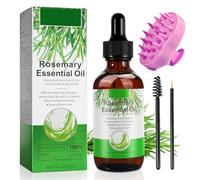 Aceite de Romero para el Crecimiento del Cabello 60ml con Masajeador de Cuero Cabelludo, Aceite Esencial de Romero 100% puro para Pestañas, Cejas, Rostro, Cuidado de la Piel, Masaje Corporal