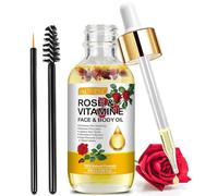 Aceite de Rosa para Rostro con Pétalo de Rosa, Aceite de Vitamina E Orgánica para Antienvejecimiento, Cicatrices y Estrías, Aceite Gua Sha, Aceite Corporal de Masaje para Piel Seca, Cabelludo y Uñas