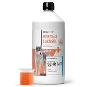 Aceite de salmón ReaVET muy bueno 2025 para perros, 1 litro, rico en Omega 3 y 6, aceite de pescado para perros, alta dosificación, calidad alimentaria real sin aditivos, recién embotellado en