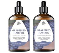Aceite de Semilla de Uva para Cabello y Piel - Tratamiento sin Enjuague Prensado en Frío, Sérum Hidratante Ligero para Controlar el Frizz, Dar Brillo y Reparar las Puntas Abiertas (2 PCS)