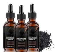 Aceite de sésamo negro orgánico para el cabello, desengrasante, reparador de la sequedad, suavizante sin aclarado, hidratante antiencrespamiento, tratamiento antiencrespamiento no graso.,3pcs