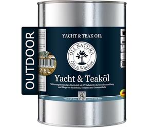 Aceite de teca y yate de OLI-NATURA para exteriores, 2,5 litros, teca, aceite de linaza premium con protección contra la radiación UV, la intemperie, la fragilidad y el envejecimiento - adecuado para