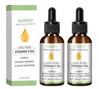 Aceite de Vitamina E, 2 x 30 ml Vitamina E Liquida Pura, Vitamina E Pura Liquida, Aceite Vitamina E Puro para Cara, Piel, Cicatrices y Cuerpo, Hidrata la Piel Seca y las Arrugas, y Reafirma la Piel