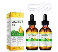 Aceite de Vitamina E, Aceite de Vitamina E Orgánico 75.000 UI - Aceite de cuidado natural altamente concentrado para la cara, la piel, el cabello y las uñas | Hidratante, Regenerador y Antiedad | 60