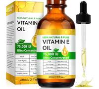 Aceite de vitamina E de 75 000 UI: 100% natural para la piel, el rostro, el crecimiento del cabello, las cejas y las pestañas. Hidrata la piel seca y atenúa las cicatrices, sin hexano, 60 ml