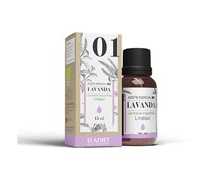 Aceite Esencial de Lavanda Bio - 15 ml - Ayuda a Regular el Ciclo Natural del Sueño - Efecto Relajante - Contribuye a Reducir los Síntomas de Cansancio y Fatiga - Eladiet