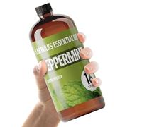 Aceite esencial de menta a granel de 16 onzas (botella gigante de 16 onzas, aceite de menta de grado terapéutico) perfecto para difusores de aromaterapia, ayuda a repeler ratones y ratas, fabricación