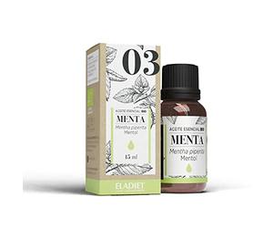 Aceite Esencial de Menta Piperita Bio - 15 ml - Ayuda al Óptimo Funcionamiento del Tránsito Intestinal y del Sistema Respiratorio - Efecto Relajante - Propiedades Refrescantes - Eladiet