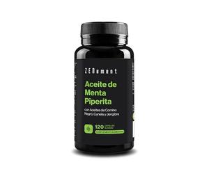 Aceite Esencial de Menta Piperita, Jengibre y Comino Negro - 120 Cápsulas | con Canela y Vitamina E - 40% Mentol y 20% Mentona - Fórmula Sinérgica - 1 Cápsula al Día, 4 Meses de Suministro - Zenement