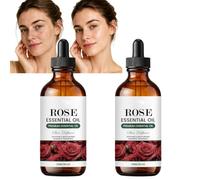 Aceite Esencial de Rosa Para La Piel Y El Cabello, Aceite de Masaje De Aromaterapia Hidratante Ligero Con Pipeta De Vidrio Para La Cara Y El Cuerpo (2pcs)