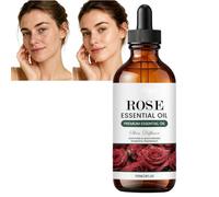 Aceite esencial de rosa para la piel y el cabello, aceite de masaje de aromaterapia ligero e hidratante con pipeta de cristal para cara y cuerpo (1 unidad)