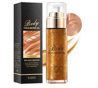 Aceite iluminador corporal, aceite iluminador de bronceador dorado, aceite líquido para el cuerpo, aceite brillante para la cara, cuerpo y pierna, humedad natural, iluminador líquido brillante (bronce