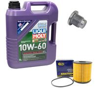 Aceite Kit 10W-60 5Litro + Filtro de + Tornillo para Opel Movano Caja 2.2 Dti