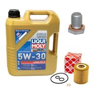 Aceite Kit 5W-30 5Litro + Filtro de + Tapón Drenaje para BMW 5er 520i E60 E61