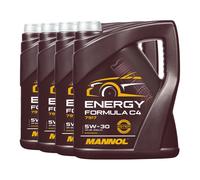 Aceite Mannol 7917 Energía Fórmula C4 5W-30 Acea C4, MB 226.51 , 4x5 Litro