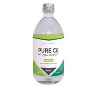 Aceite MCT C8 Orgánico Puro 500ml100% Coco Combustible Keto Vidrio | Ácido caprílico C8 puro al 99% y triple destilación para energía cetónica instantánea y bulletproof coffee