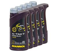 Aceite Motor 4-Takt 20W40 Mannol 5x 1 Litro para Yamaha Fz FJ FJR YZF FZR Mz