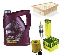 Aceite motor 5L mannol Diesel Tdi 5W-30 + Mann-Filter filtro para BMW 5er F10