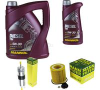 Aceite motor 6L mannol Diesel Tdi 5W-30 + Mann-Filter filtro para BMW, 5er F10