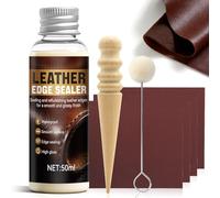 Aceite para Bordes de Cuero, Reparador Cuero, Sellador Potente, Ideal para Sellar los Bordes de Carteras, Cinturones, Zapatos y Otros Artículos de Piel, con Herramienta de Esmerilado, 50ML