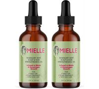 Aceite para el crecimiento de romero y menta Mielle Organics, 2 oz (paquete de 2) y mascarilla fortalecedora para el cabello, 12 oz. Sin sulfatos