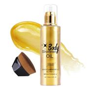 Aceite para el cuerpo, 100 ml, con pincel de maquillaje, aceite líquido para realzar con purpurina fina, perfecto para la playa y un aspecto sexy, tonifica el contorno del cuerpo, proporciona una piel