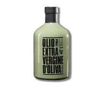 Aceite Pellegrino EVO en tarro cerámico recargable de 0,25L de color verde.