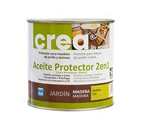 Aceite Protector al Agua para Maderas, Especialmente Tropicales. Penetra, Protege y Nutre la Madera. Aceite Protector 2 en 1 Gama Crea (500ml, Teca)