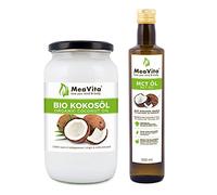 Aceite puro de coco virgen extra orgánico MeaVita 1 Litre (1 X 1000 ml) & MCT Oil, calidad superior, 1 paquete (1x 500 ml)