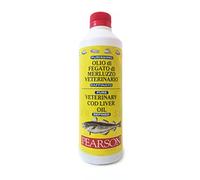 Aceite puro de hígado de merluza veterinario Pearson para perros, gatos, caballos y otros animales Pelo brillante y sano, fuente de vitaminas y omega-3 Frasco de 500 ml.