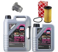 Aceite Set Filtros 6400 0W-20 Liqui Moly 6Litro + Tornillo para Dacia Dokker