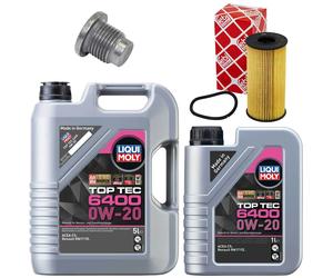 Aceite Set Filtros 6400 0W-20 Liqui Moly 6Litro + Tornillo para Dacia Dokker