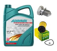 Aceite Set Filtros Addinol 5W-30 5Litro + Tornillo para Audi Seat Skoda VW