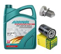 Aceite Set Filtros Addinol 5W-30 5Litro + Tornillo para Audi Seat Skoda VW Golf