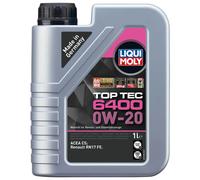 Aceite Top Tec 6400 0W-20 Liqui Moly 1 Litro para Dacia Hyundai Nissan Renault