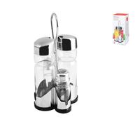 Aceitera 4 Piezas De Vidrio Inox Con Soporte Home