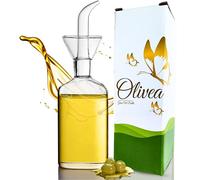 Aceitera Antigoteo Cristal OLIVEA® - Botella de Vidrio Borosilicato 250 ml con Dosificador Extraíble - Dispensador de Aceite Cocina Sin Goteo - Botella para Vinagre, Aliños, Salsa, AOVE