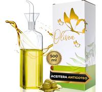 Aceitera Antigoteo Cristal OLIVEA® - Botella de Vidrio Borosilicato 500 ml con Dosificador Extraíble - Dispensador de Aceite Cocina Sin Goteo - Botella para Vinagre, Aliños, Salsa, AOVE