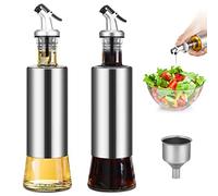 Aceitera y Vinagrera Aceitera Vinagrera Botellas Cristal para Aceite de Oliva Acero Inoxidable, con Boquilla de Vertido y Embudo, Utilizado para Asar, Ensaladas. 300 Ml * 2, Palabras sin imprimir