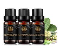 Aceites aromáticos 100% puros, juego de aceites esenciales de aromaterapia de grado terapéutico - Eucalipto de menta, aceite esencial para difusor, masaje, humidificador, 3 x 10 ml