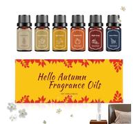 Aceites difusores de otoño, 6 piezas, solución de fragancia, aceites aromáticos de otoño, mezclas perfumadas, juego de fragancia relajante, para invierno, vacaciones, hogar, coche, jabón, velas