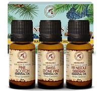 Aceites Esenciales Juego 3x10ml - Pino de Piedra Suizo - Pino Escocés - Abeto Siberiano - 100% Puro y Natural para Aromaterapia - Sauna