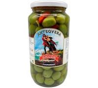 Aceitunas Chupadedos Chicón Lebrón: Disfruta del auténtico sabor de estas exquisitas aceitunas aliñadas con pimiento rojo, ajo, orégano y aceite de oliva.PACK 1 BOTE.
