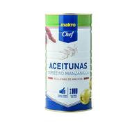 Aceitunas Rellenas de Anchoa Chef - El Sabor Mediterráneo en tu Mesa (Varios tamaños) (3 LATAS, Rellena de anchoa 600gne (1400g))