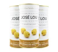 Aceitunas rellenas de anchoa José Lou lata 1400 g pack de 3