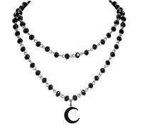 Acekiily Gargantilla gótica en capas de luna negra para mujer, collar gótico vintage de murciélago para mujer, fiesta de Halloween, joyería de roca, Middle-sized, Metal, No es una piedra preciosa